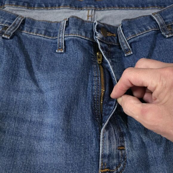 Bootcut High Rise Jeans 46x30 Mens Relaxed Fit Stretch Comfort Med Wash Western - Picture 14 of 16